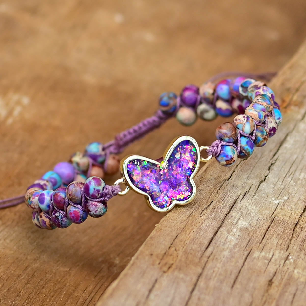 Druzy Lila Opal Fjäril Armband