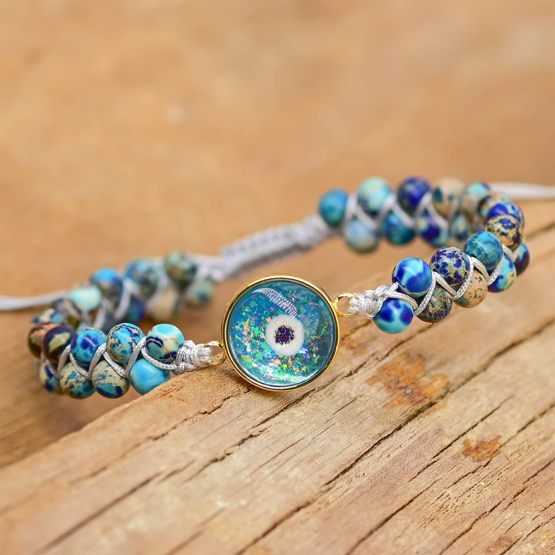 Intensiv Opal Ond Öga Armband
