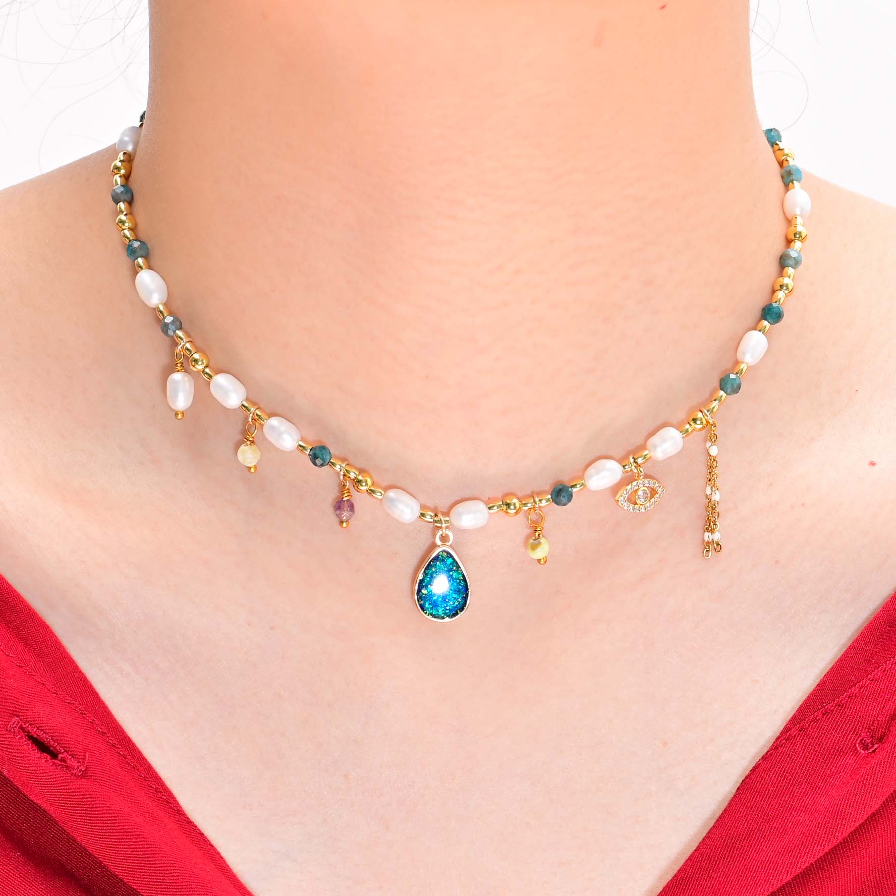 Intensiv Opal & Pärlhalsband