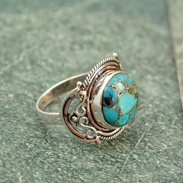 Boho-ring med turkos