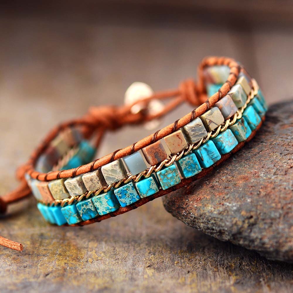 Klassisk Bohemisk Jasper Wrap Armband