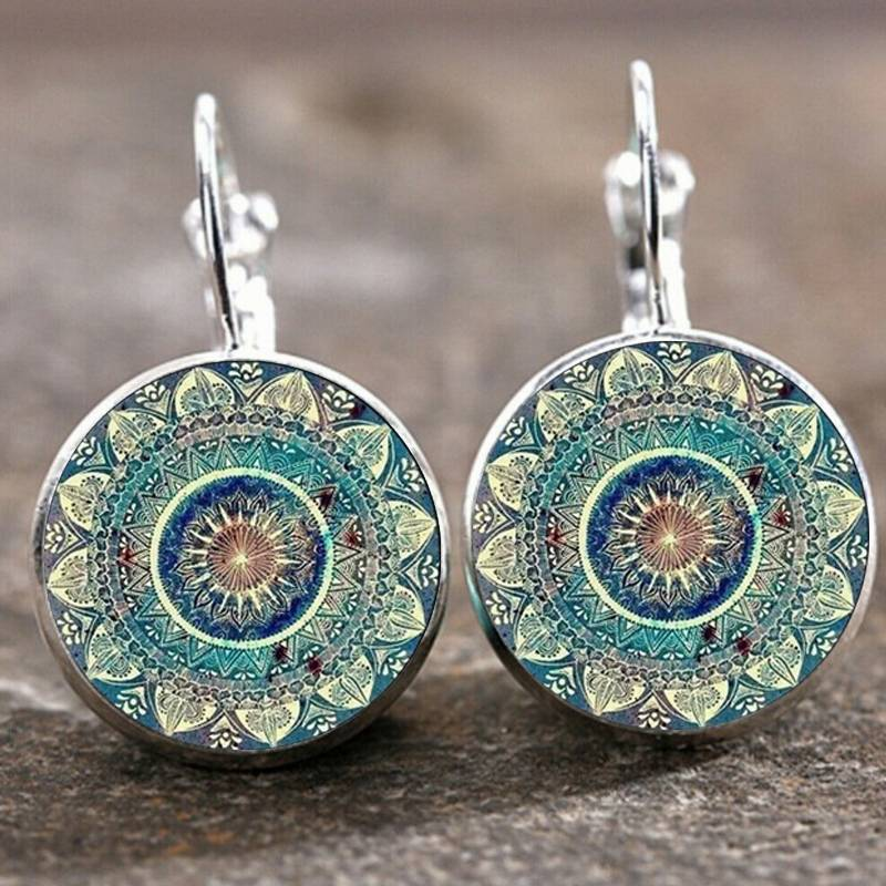Vintage Rund Mandala Örhängen