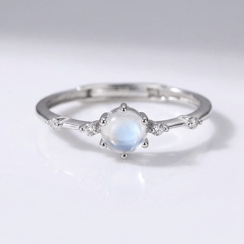 Silverring i vintagestil med månsten – justerbar