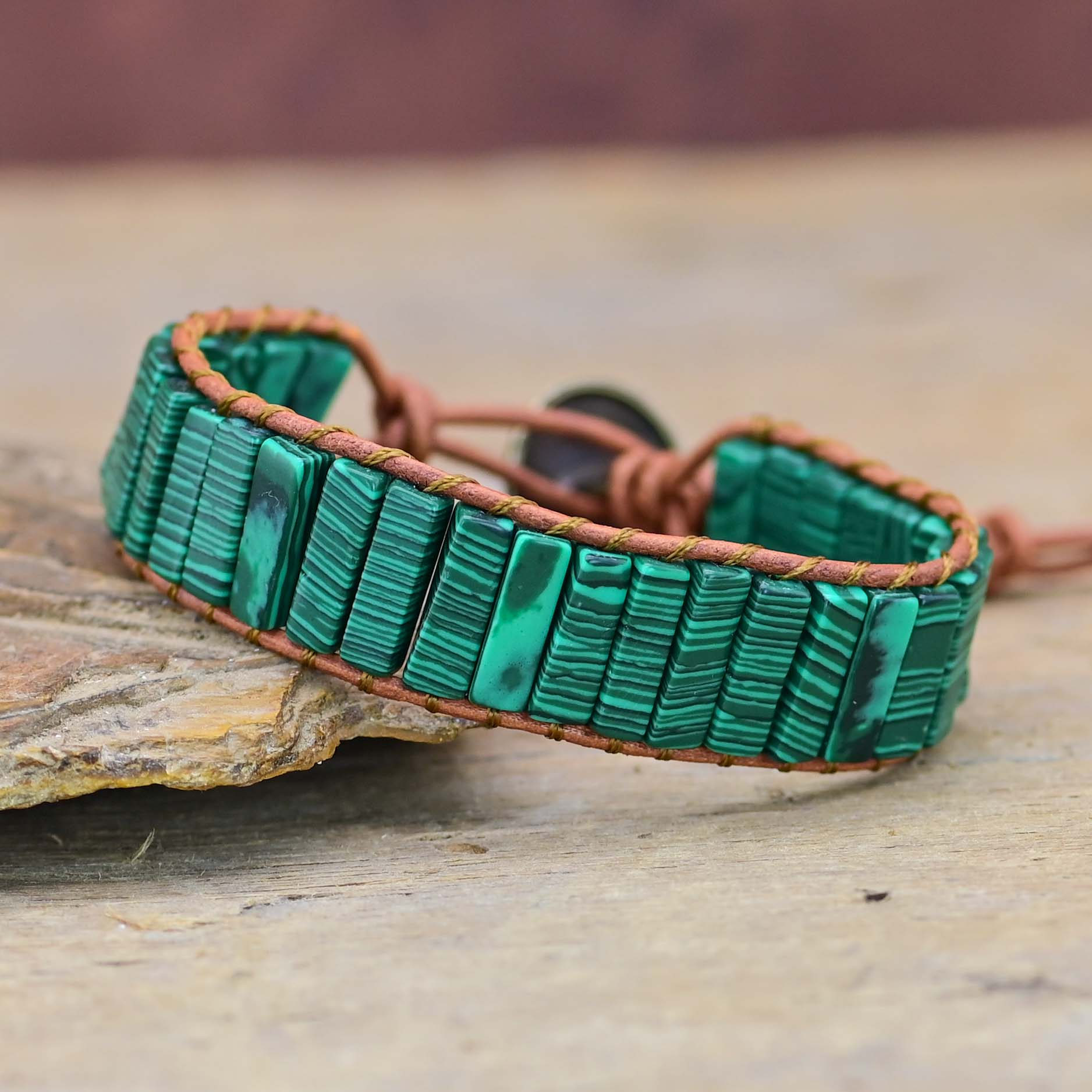 Malakit Läderarmband