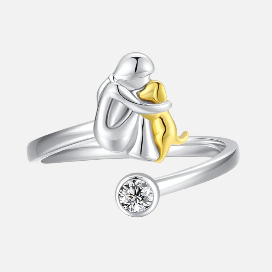 Hundring i 925 sterlingsilver med zirkonia – justerbar och handgjord