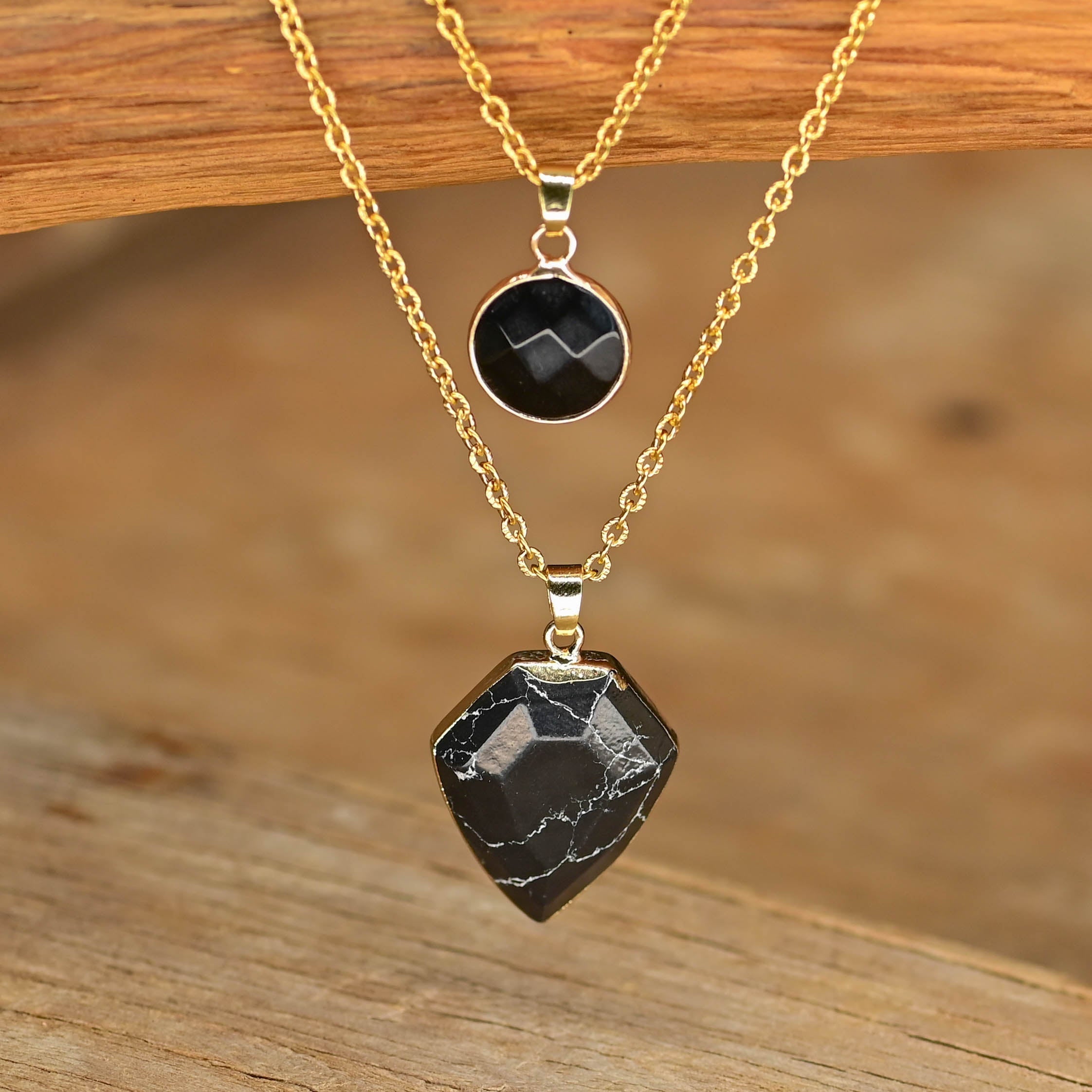Dubbel Hänge Onyx Halsband
