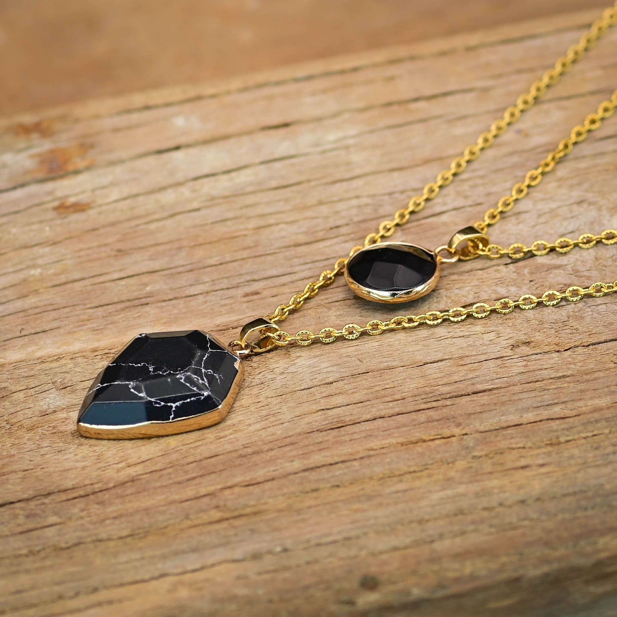 Dubbel Hänge Onyx Halsband