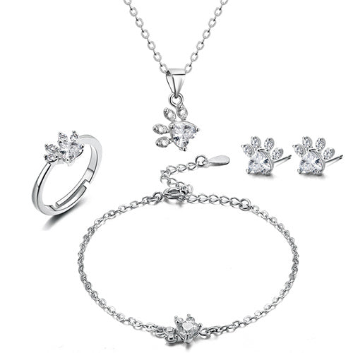Roséguld Tass Smyckeset – 4 Delar med Zirkonia Hjärta (Ring, Halsband, Örhängen, Armband)