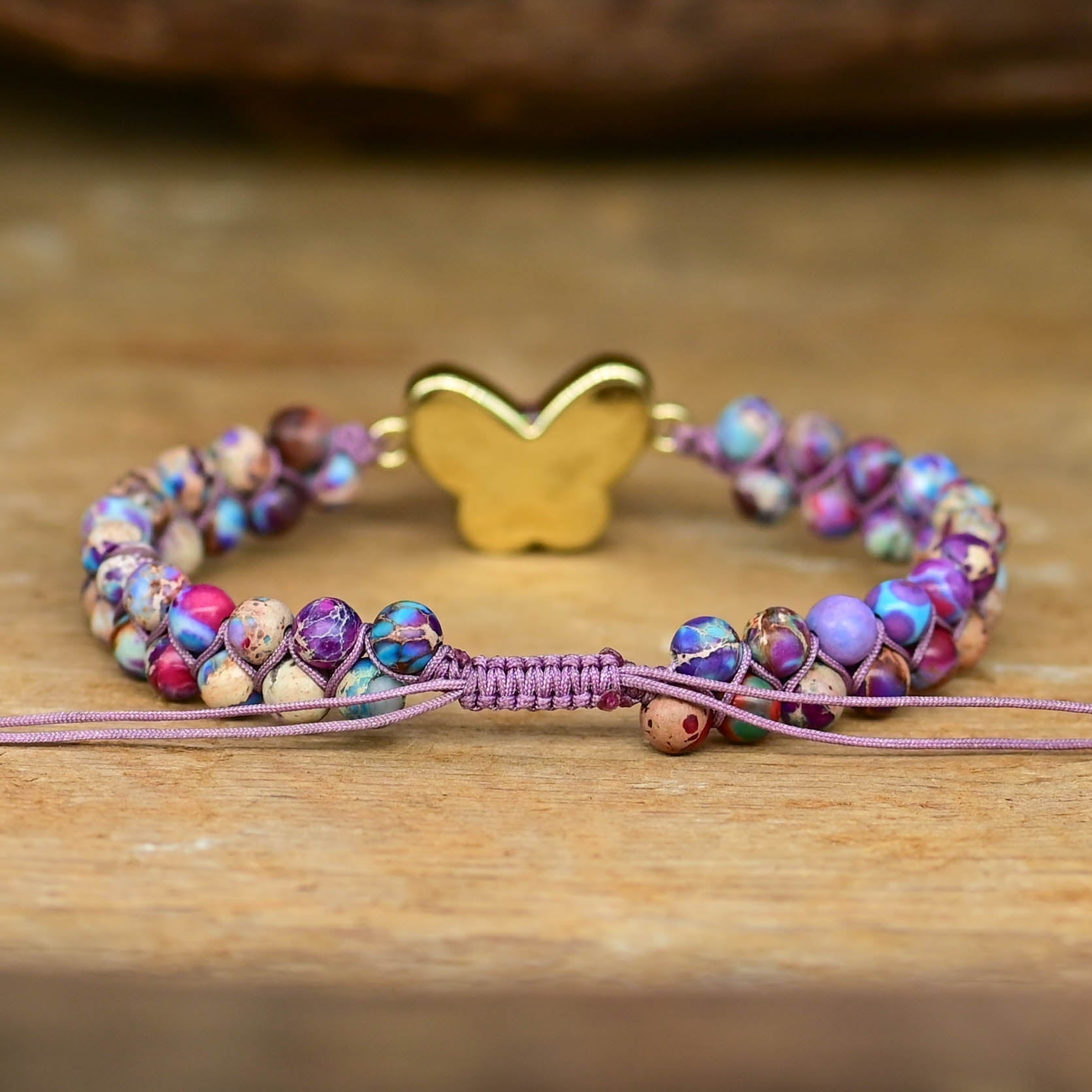 Druzy Lila Opal Fjäril Armband