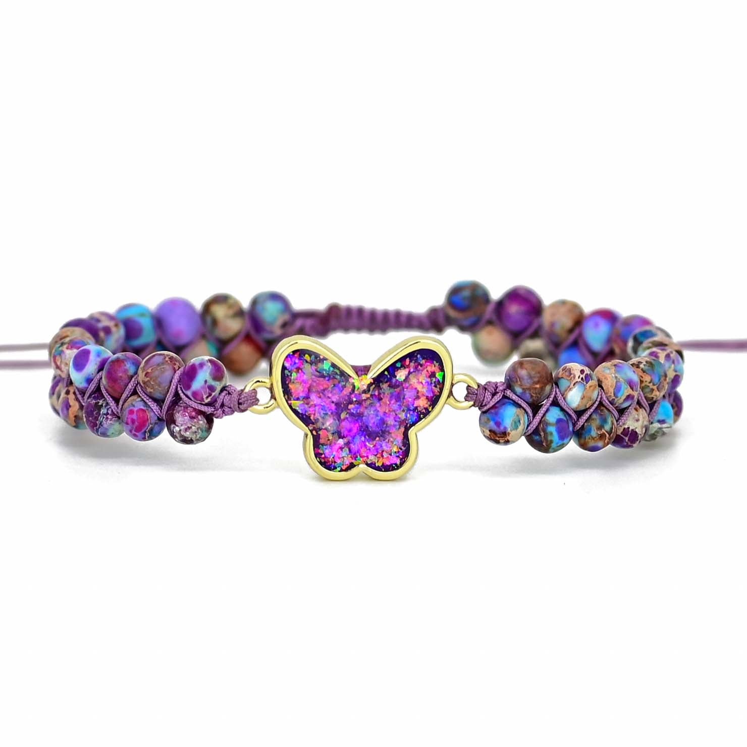 Druzy Lila Opal Fjäril Armband