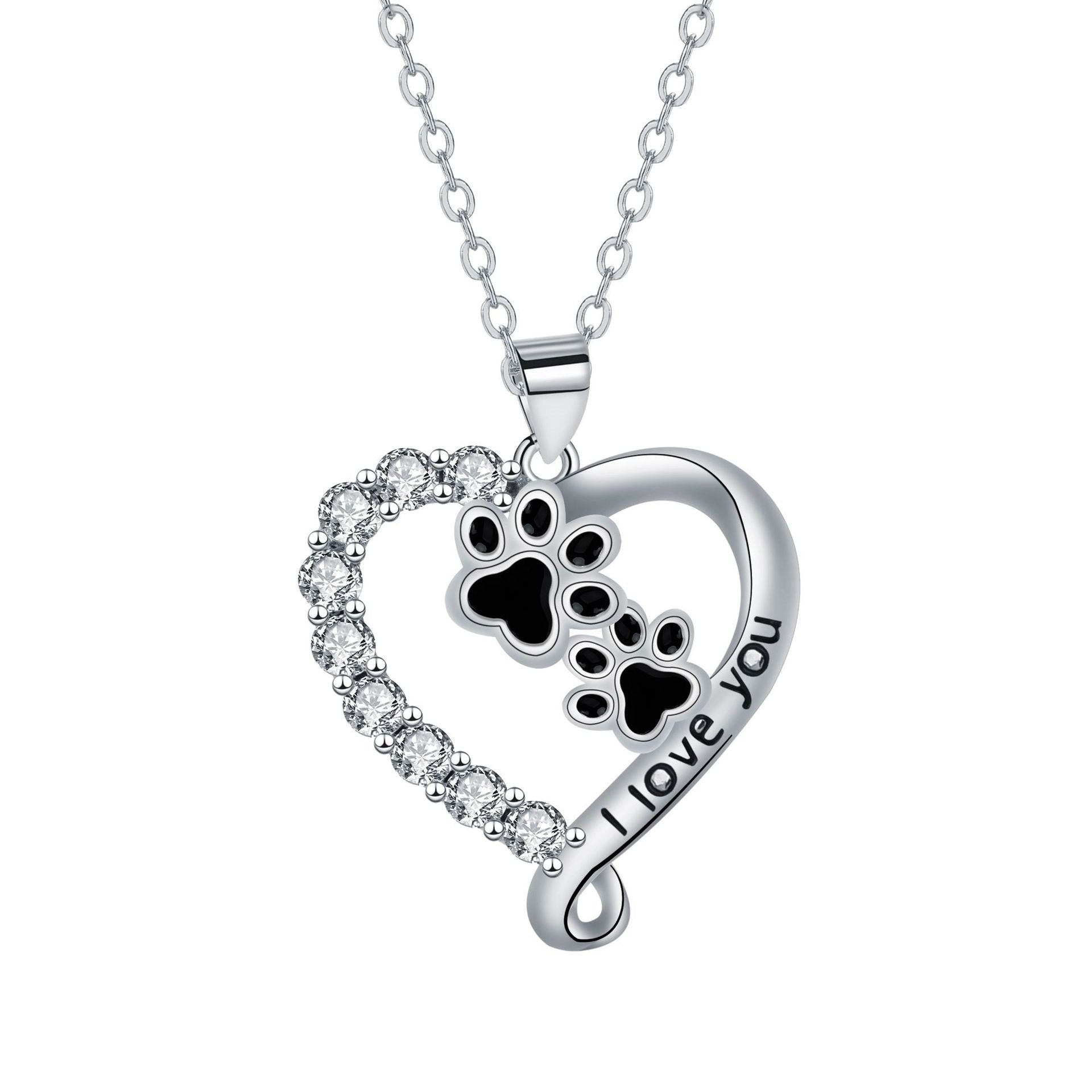 Hjärta-formad Paws Hänge Halsband