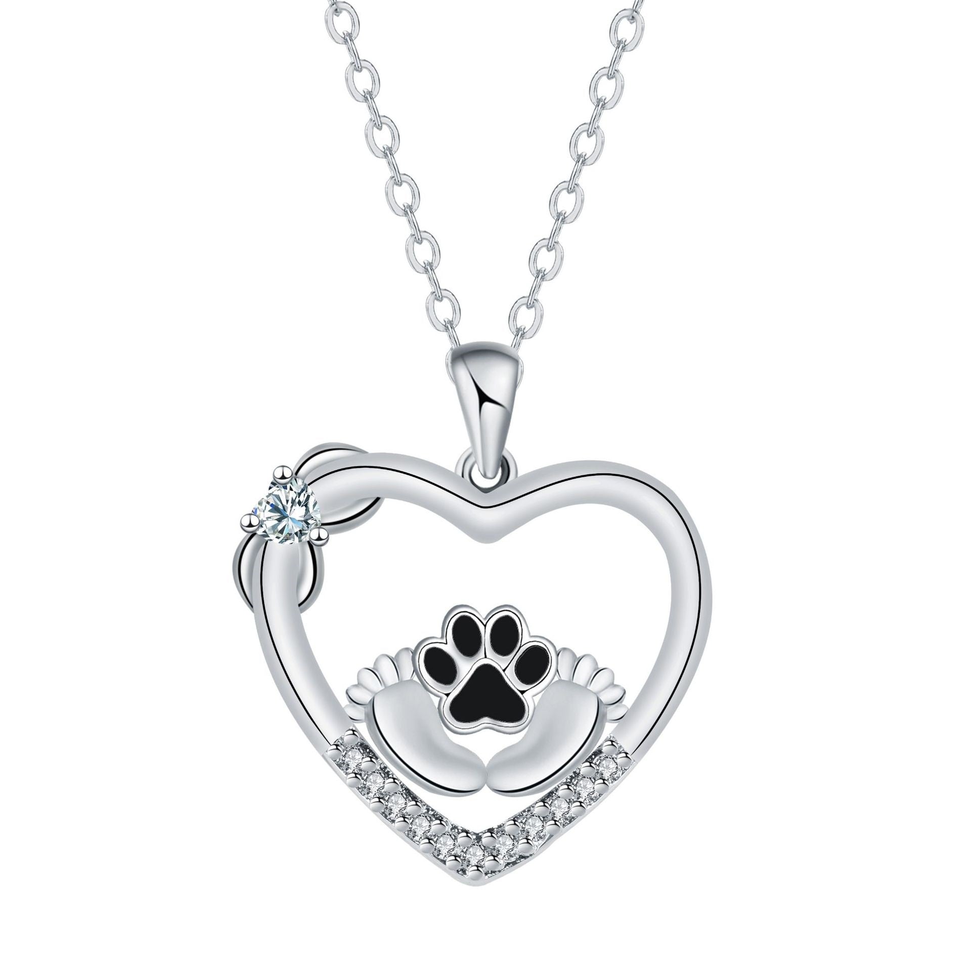 Little Feet Hund Tassavtryck Halsband och Zirkonia