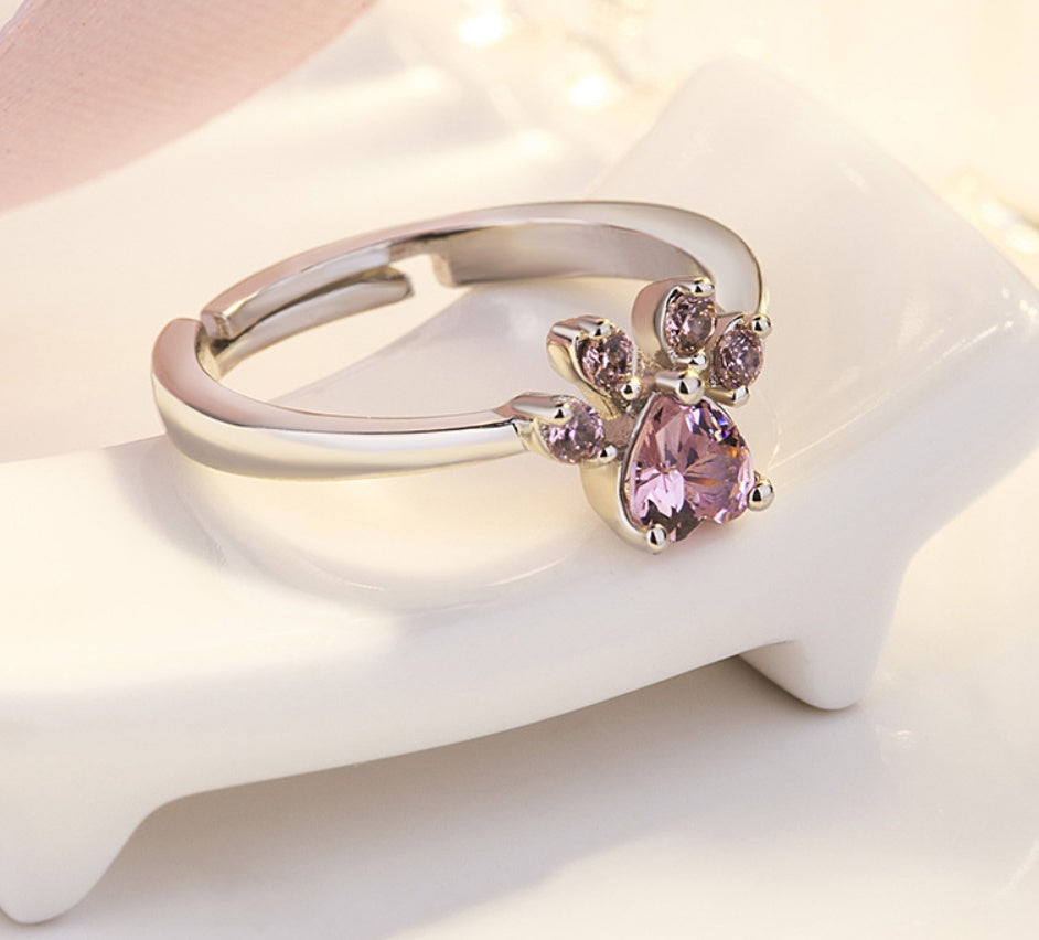 Roséguld Paws Smyckeset – 4 Delar med Zirkonia Hjärta (Ring, Halsband, Örhängen, Armband)