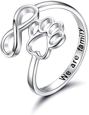 Handgjord ring med tass och hjärta – justerbar i 925 sterlingsilver