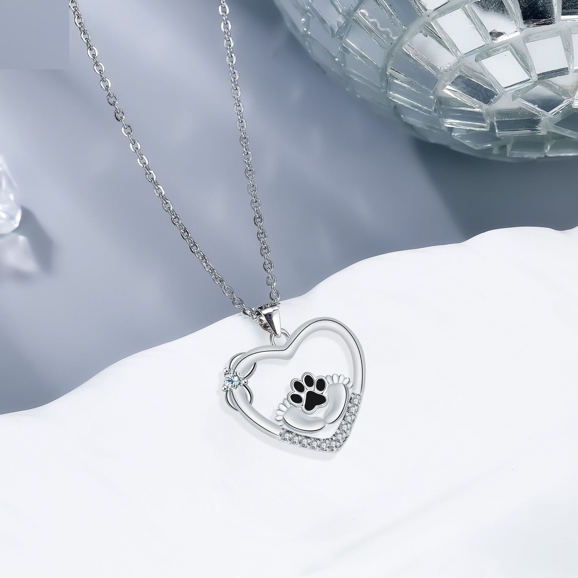 Little Feet Hund Tassavtryck Halsband och Zirkonia