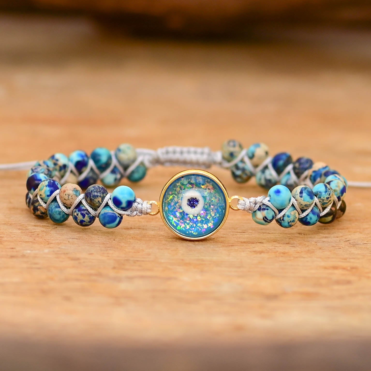 Intensiv Opal Ond Öga Armband