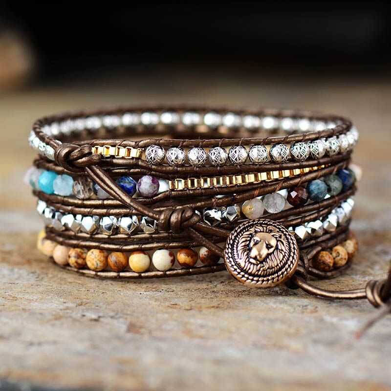 Handgjord Naturlig Jasper Wrap Armband