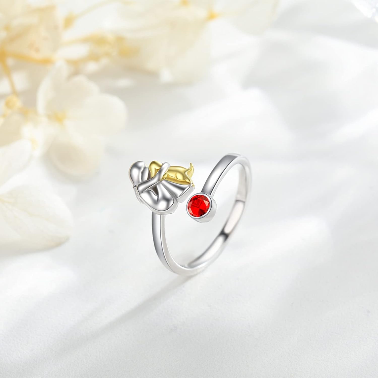 Ring i sterlingsilver med hund och flicka – justerbar och symbolisk