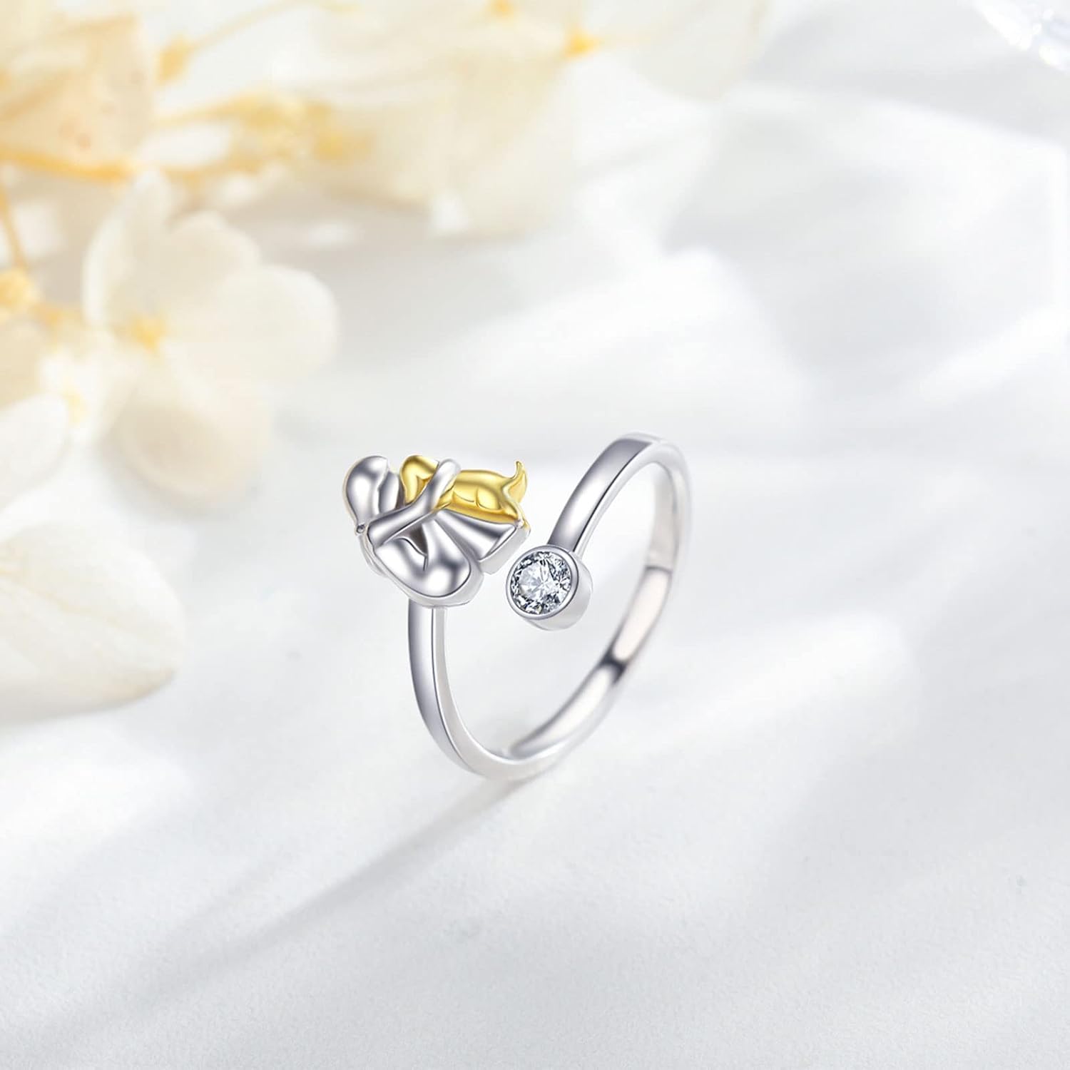 Hundring i 925 sterlingsilver med zirkonia – justerbar och handgjord