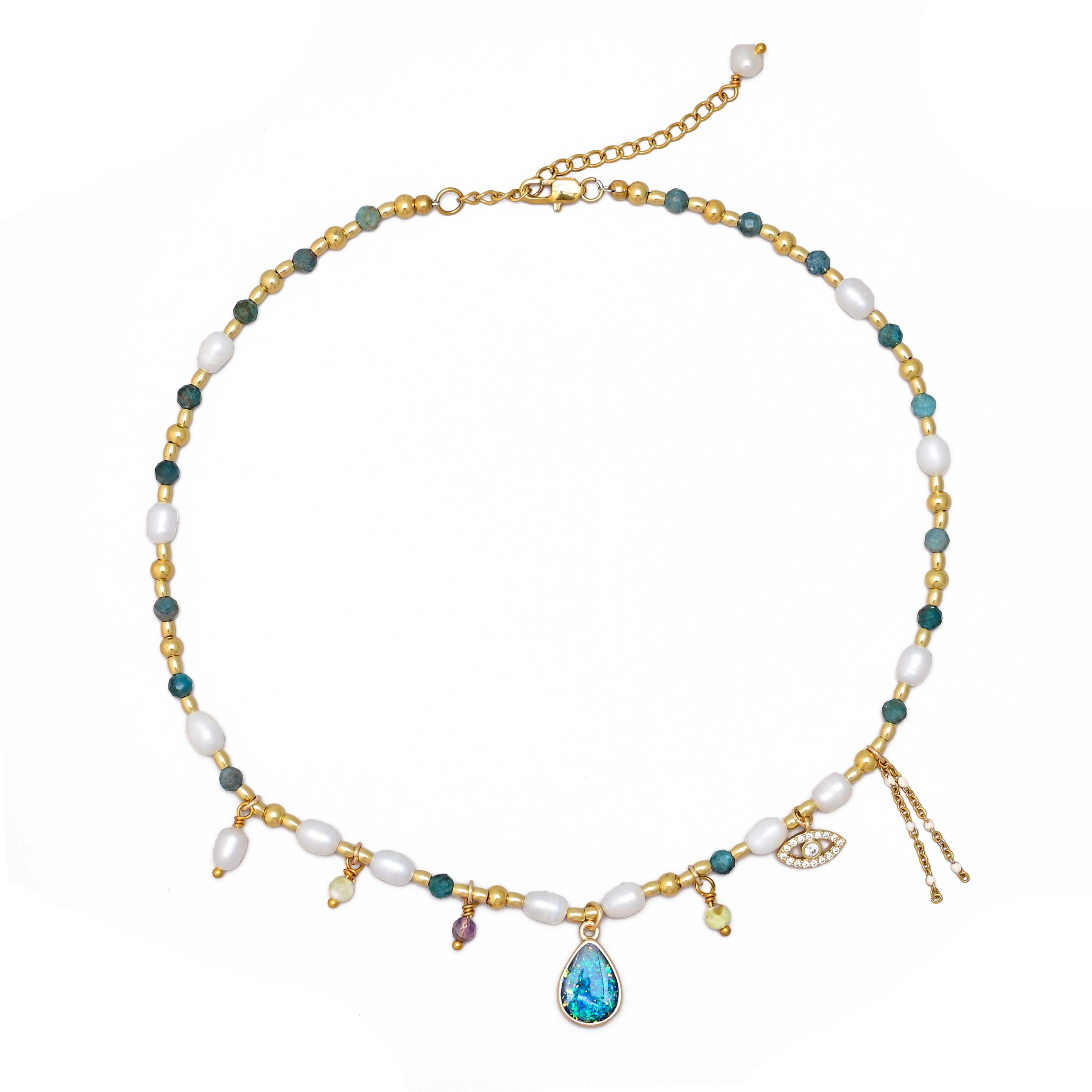 Intensiv Opal & Pärlhalsband