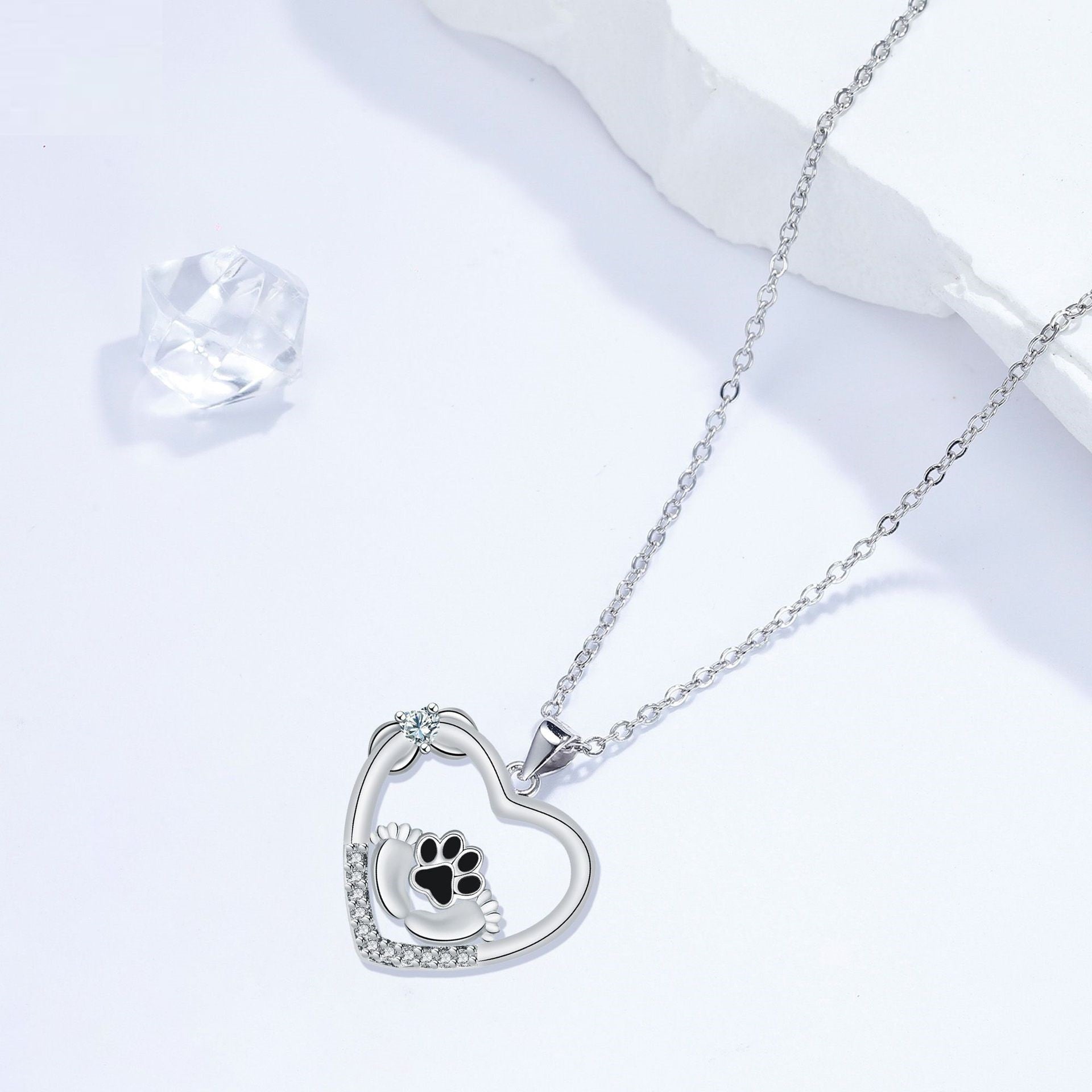 Little Feet Hund Tassavtryck Halsband och Zirkonia