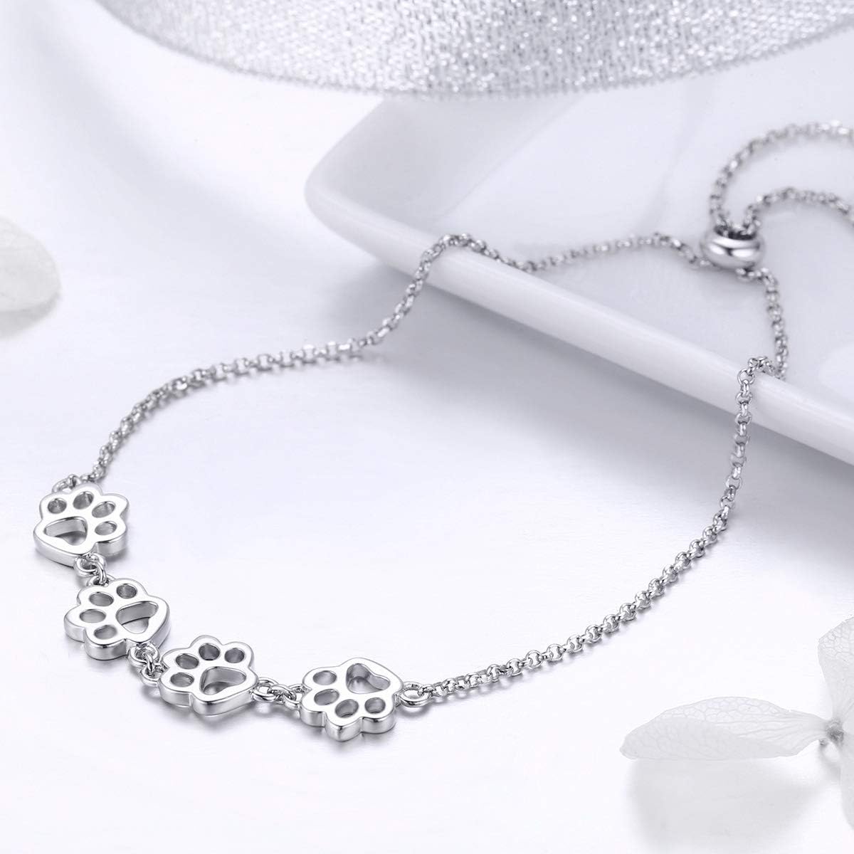 Armband med Paws Print i Sterling Silver – Justerbar Passform