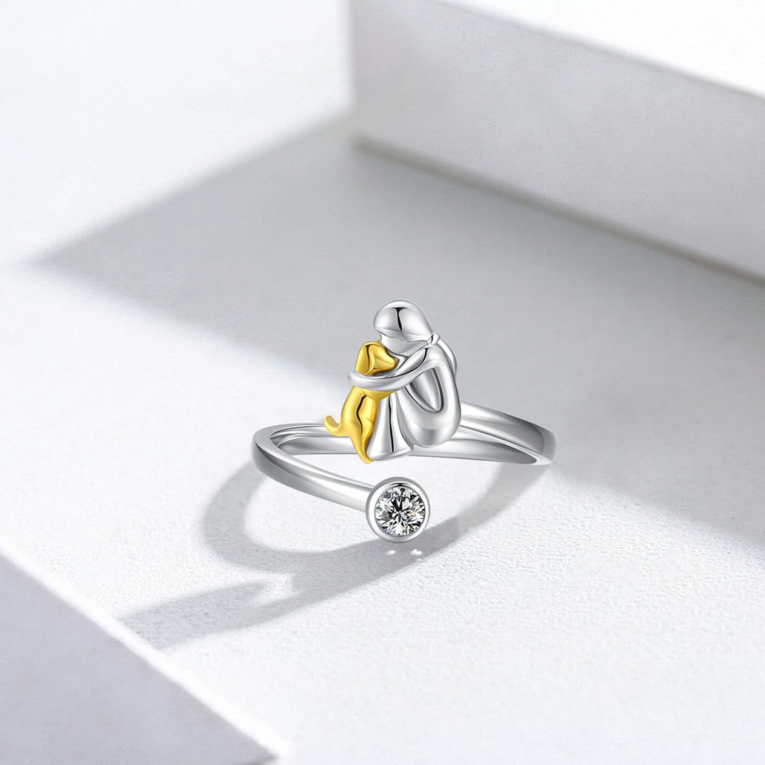 Hundring i 925 sterlingsilver med zirkonia – justerbar och handgjord