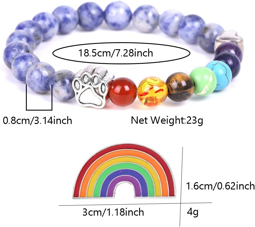 Regnbågsbro Minnessmycke – 7 Chakra Beads Gåva för Förlust av Husdjur