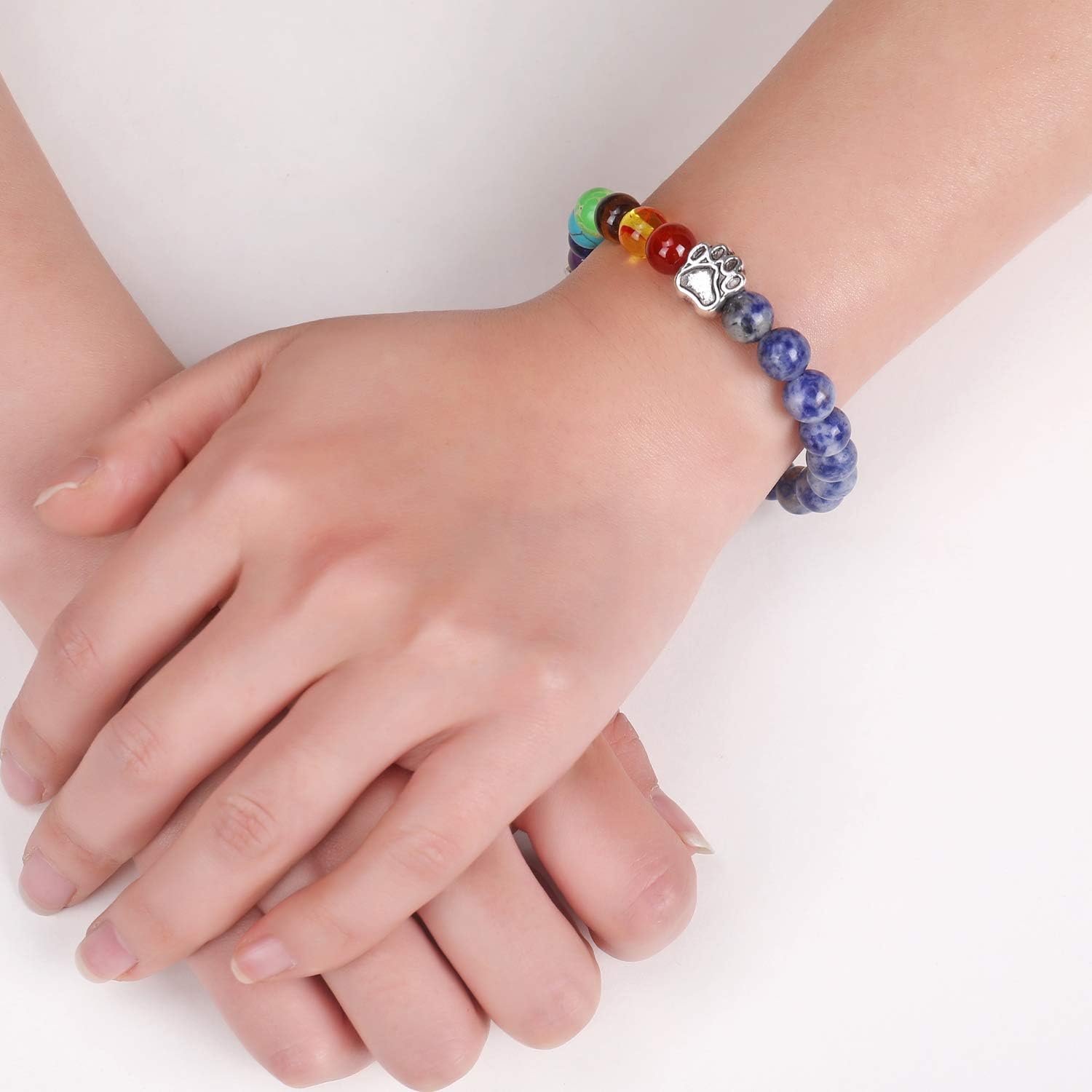 Regnbågsbro Minnessmycke – 7 Chakra Beads Gåva för Förlust av Husdjur