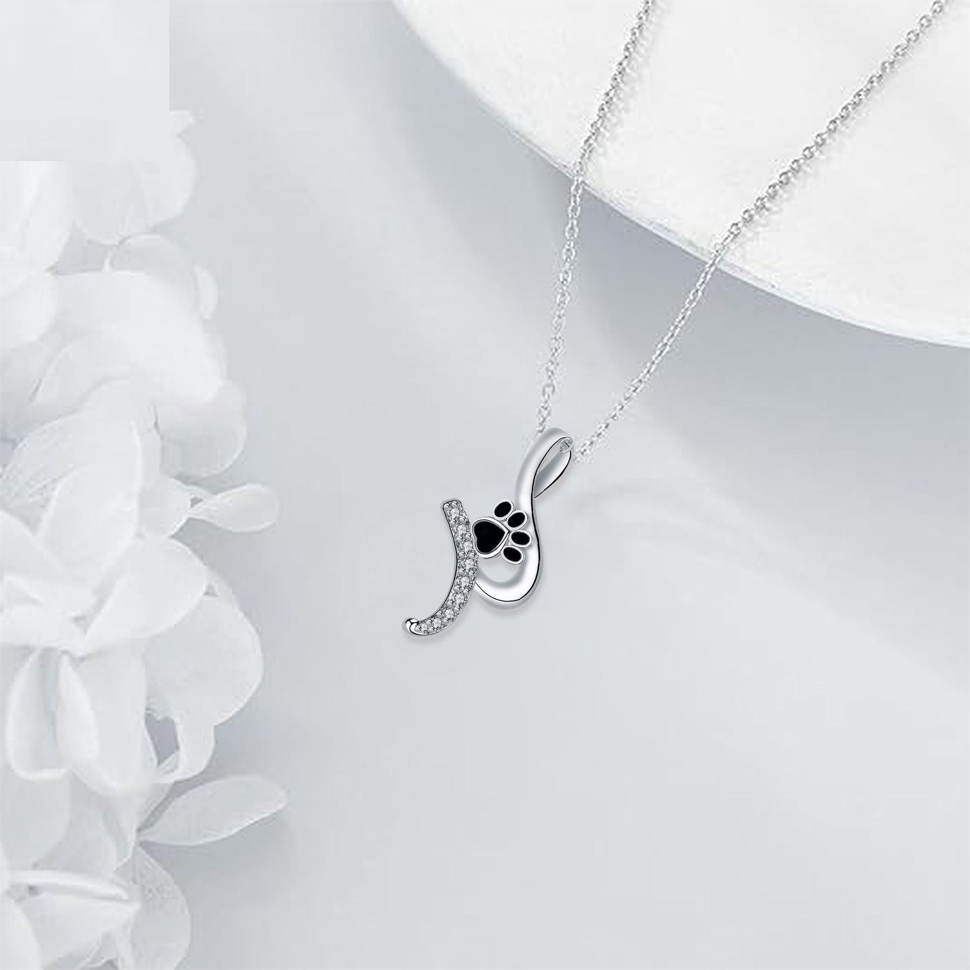 Söt Tassavtryck Hänge Halsband
