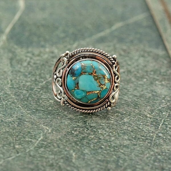 Boho-ring med turkos