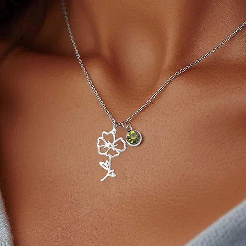 Födelsesten Födelseblomma Halsband Personligt