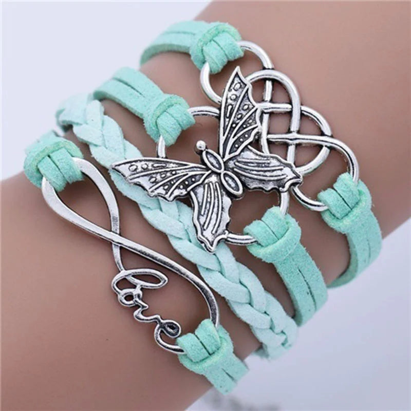 Vintage Love Butterfly Läderarmband