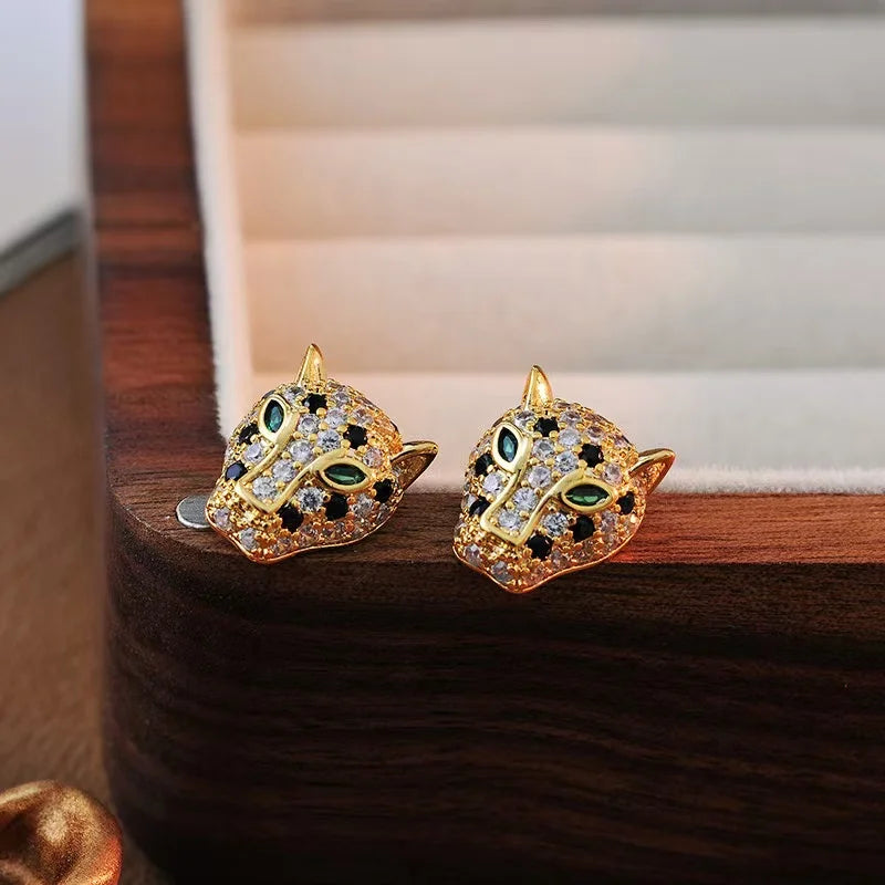 Färgglada Leopard Crystal Statement Örhängen