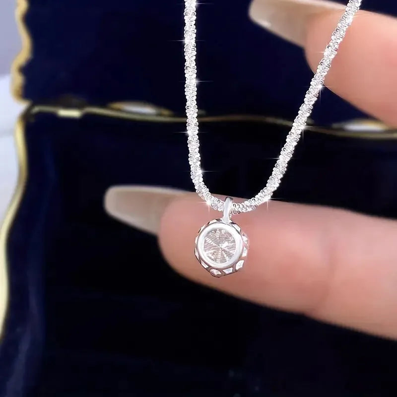 Moissanite Solitaire Hänge Sterling Silver Halsband