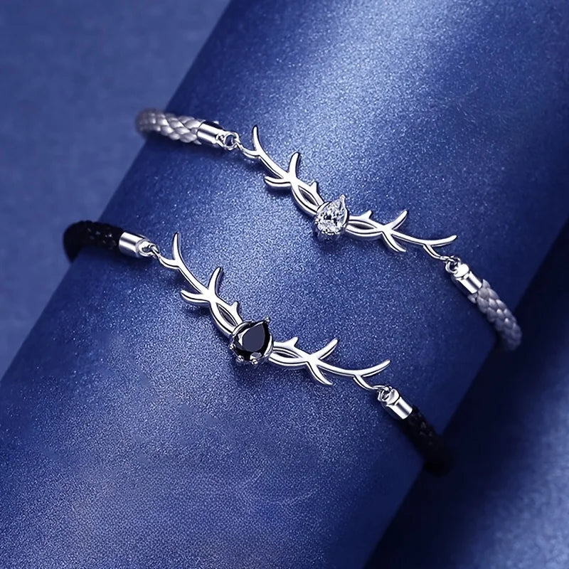 Hjorthorns Hjärta Armband med Zirkon