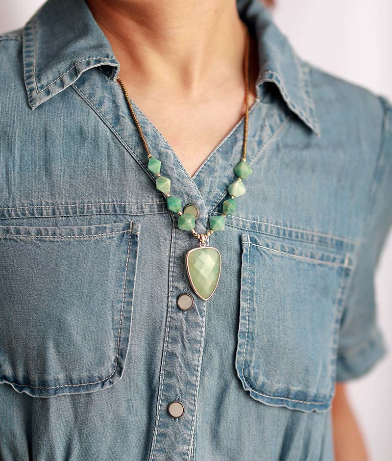 Halsband med amazonithänge