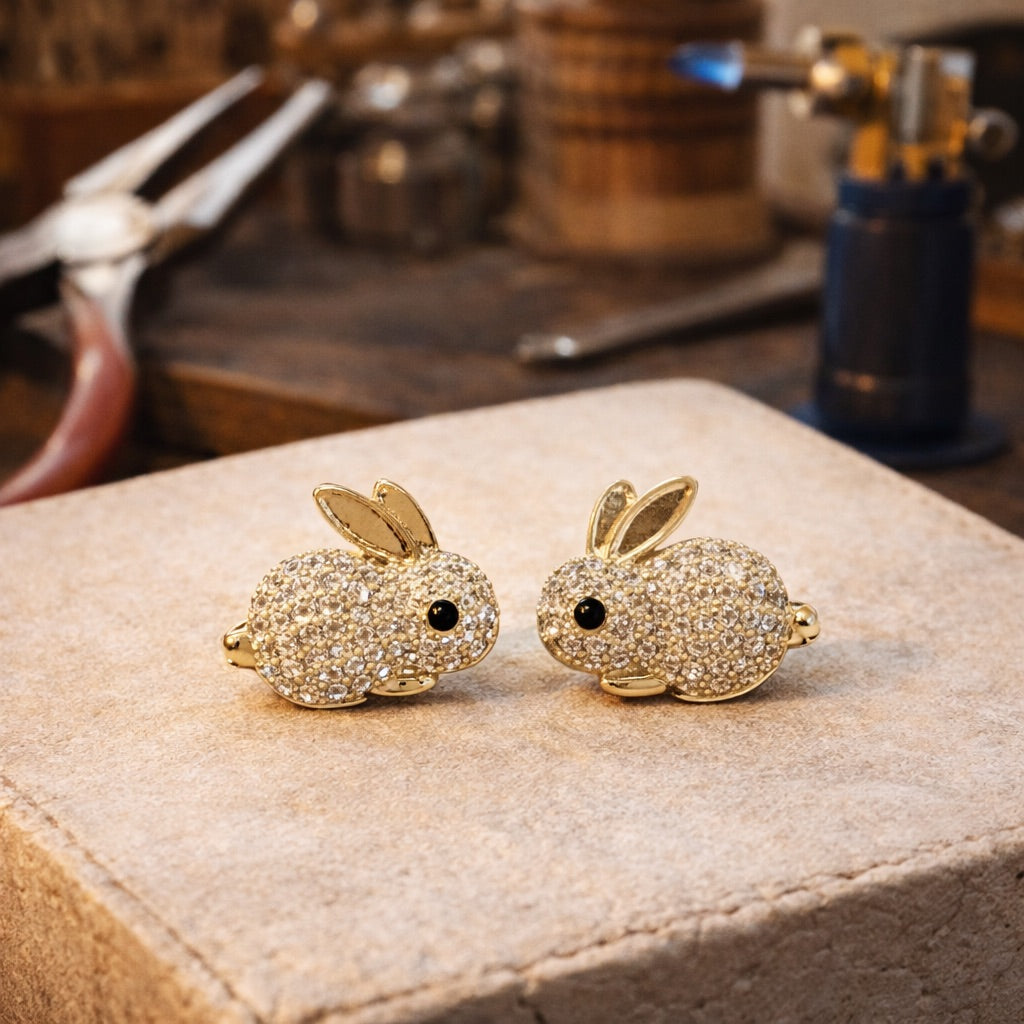 Söta Kanin Kristall Örhängen