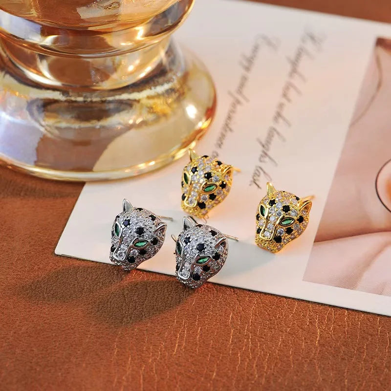 Färgglada Leopard Crystal Statement Örhängen