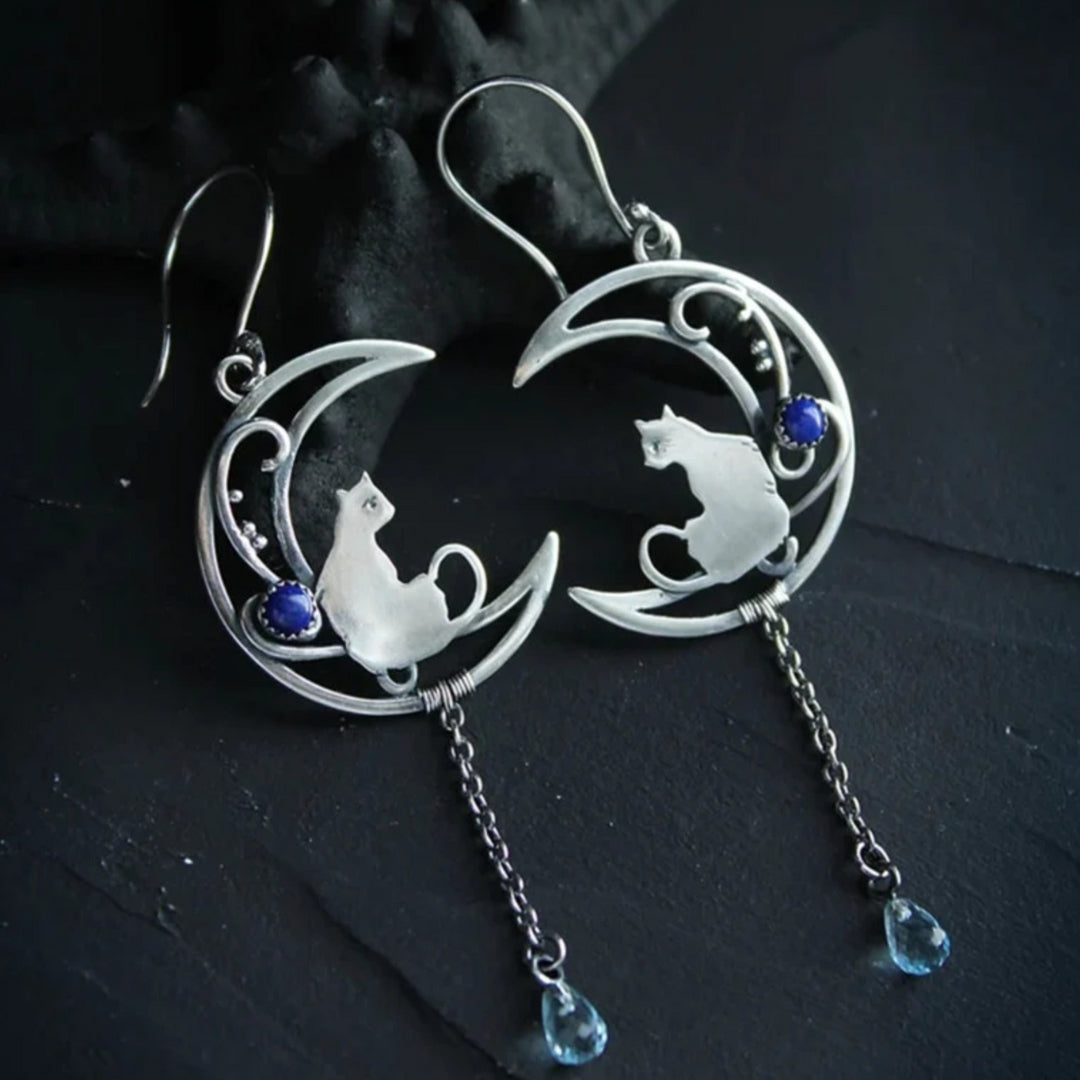 Blå Zirkonia Katt Boho Örhängen i Sterling Silver