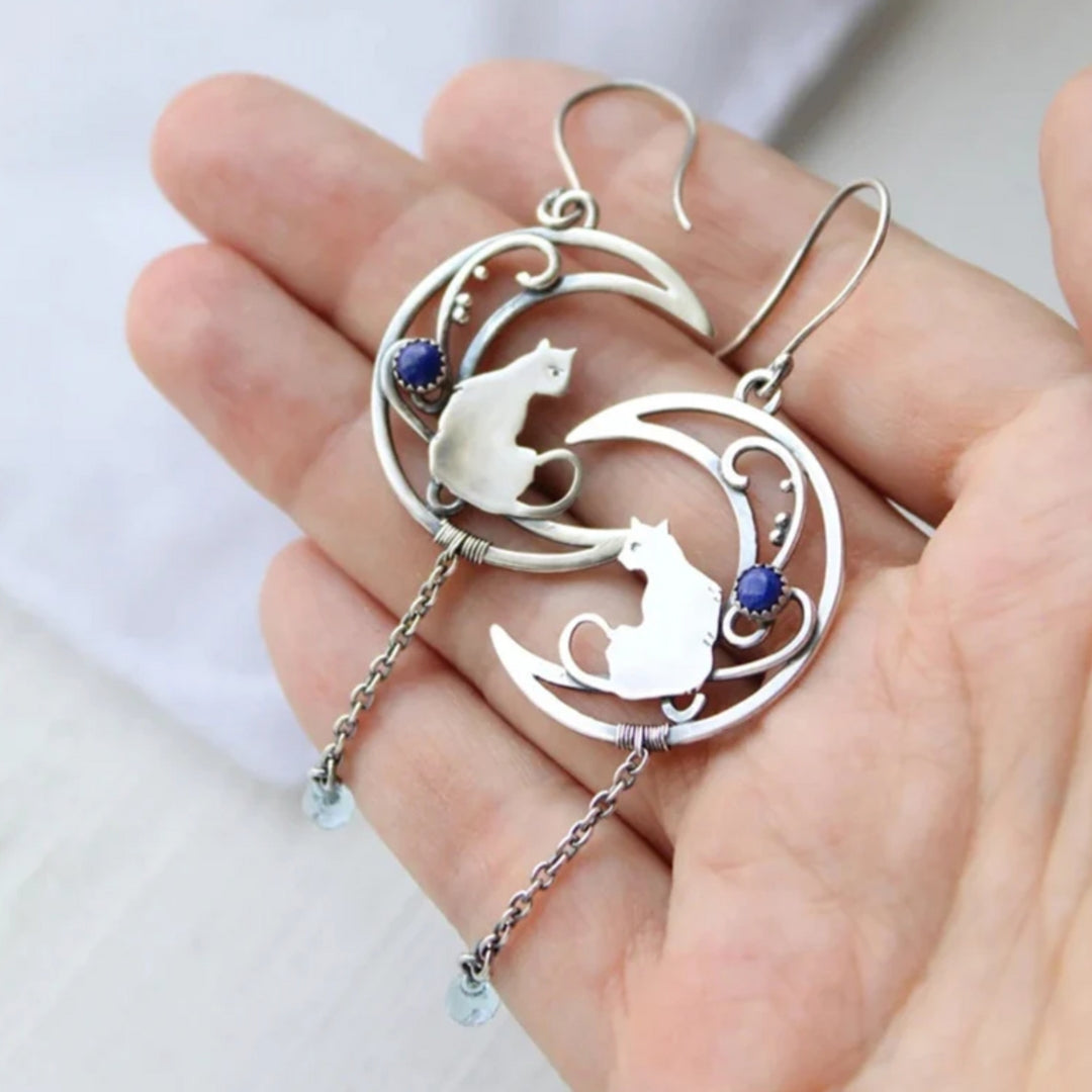 Blå Zirkonia Katt Boho Örhängen i Sterling Silver