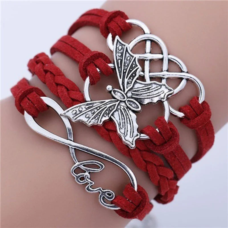 Vintage Love Butterfly Läderarmband