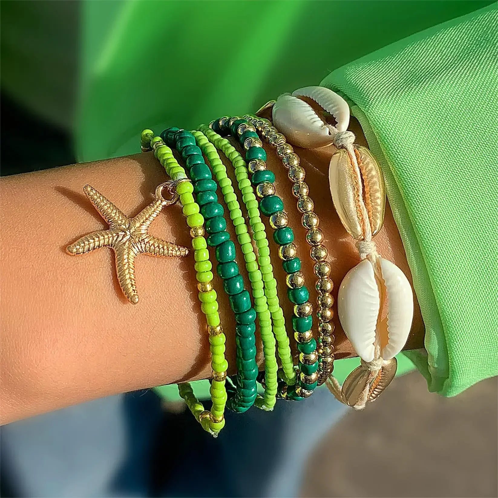 Bohemisk Snäckstrand Armband Set