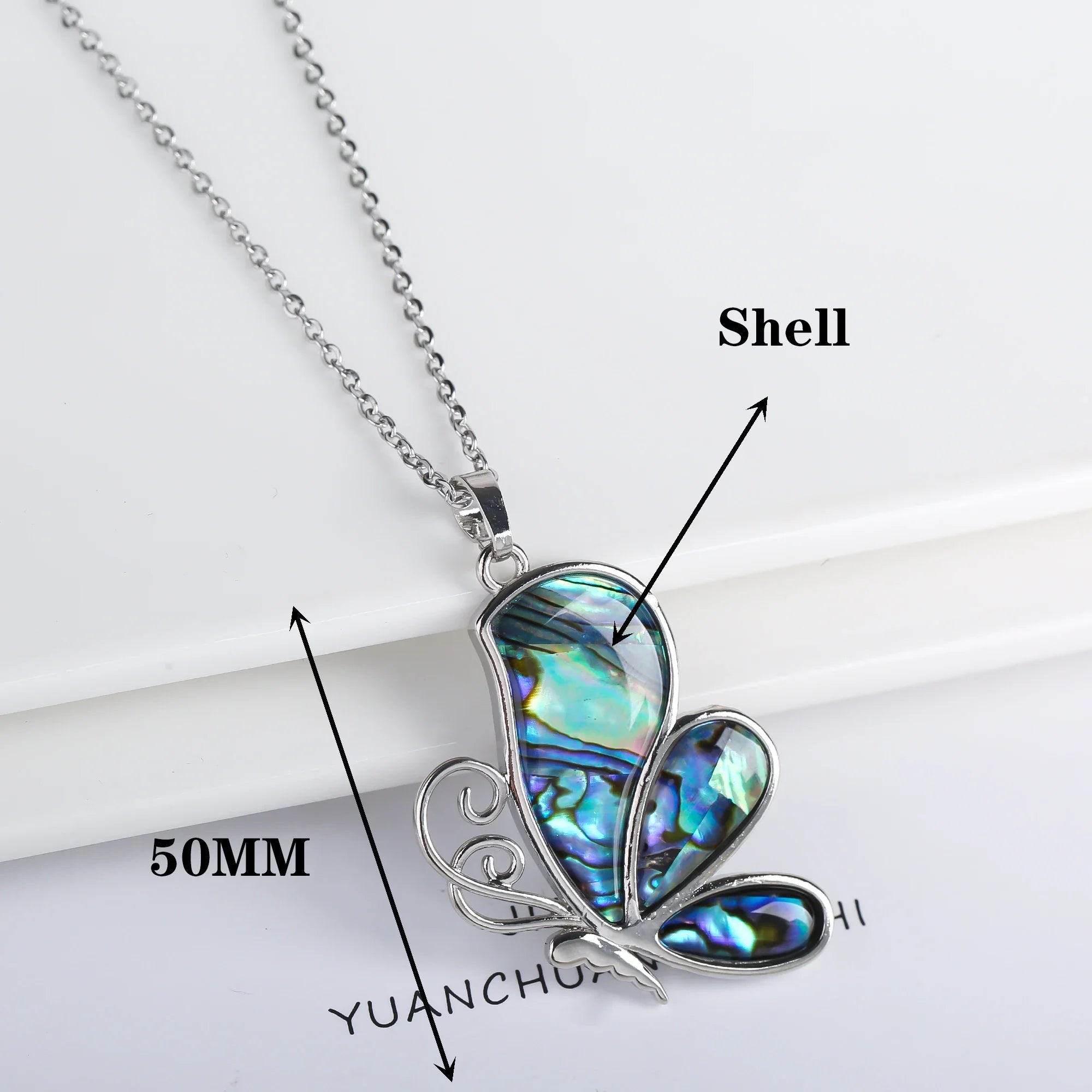 Naturlig Snäcka Fjäril Hänge Halsband