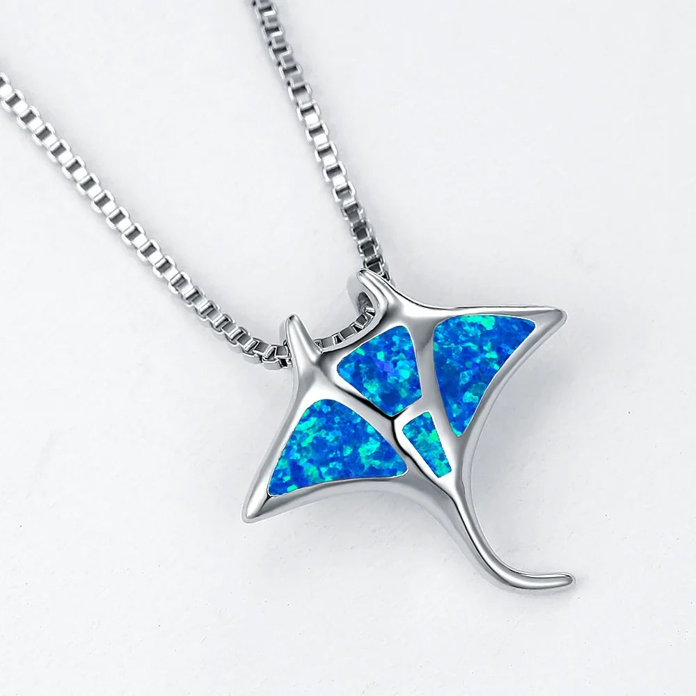 Manta Ray Blå Opal Halsband
