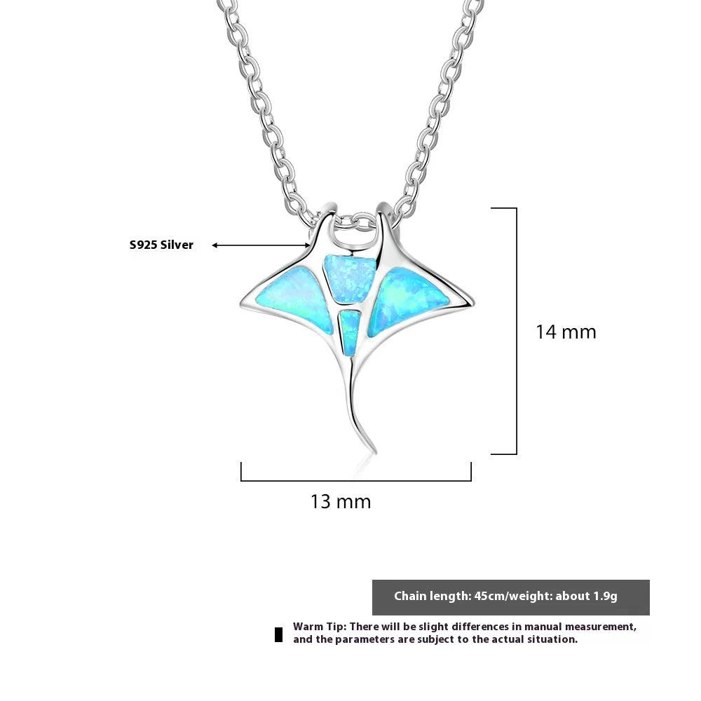 Manta Ray Blå Opal Halsband