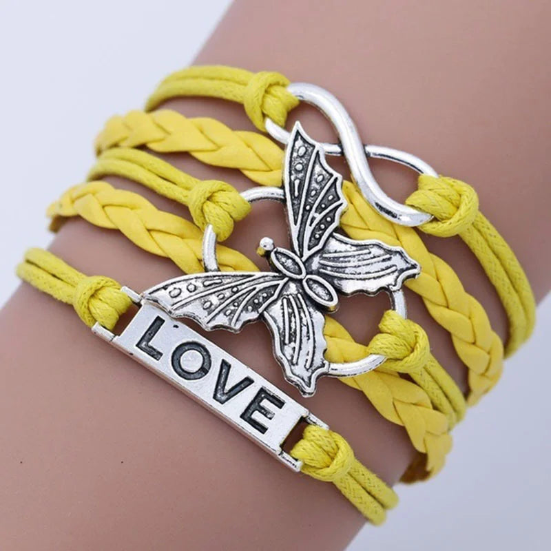 Vintage Love Butterfly Läderarmband