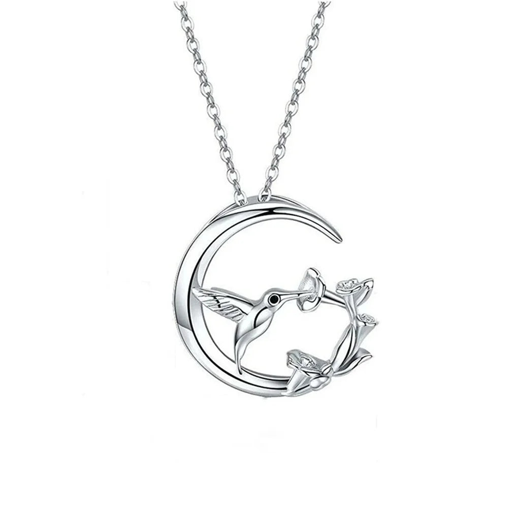 Månfågel Vintage Silver Hänge Halsband