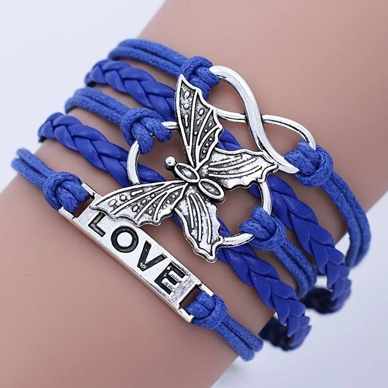 Vintage Love Butterfly Läderarmband
