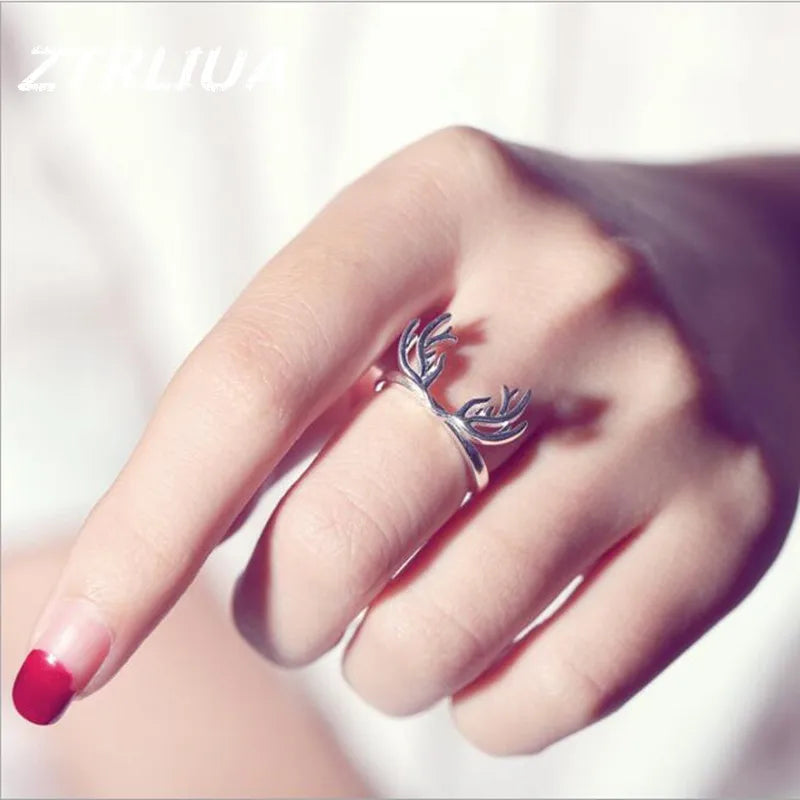 Ring i sterlingsilver med hjorthorn
